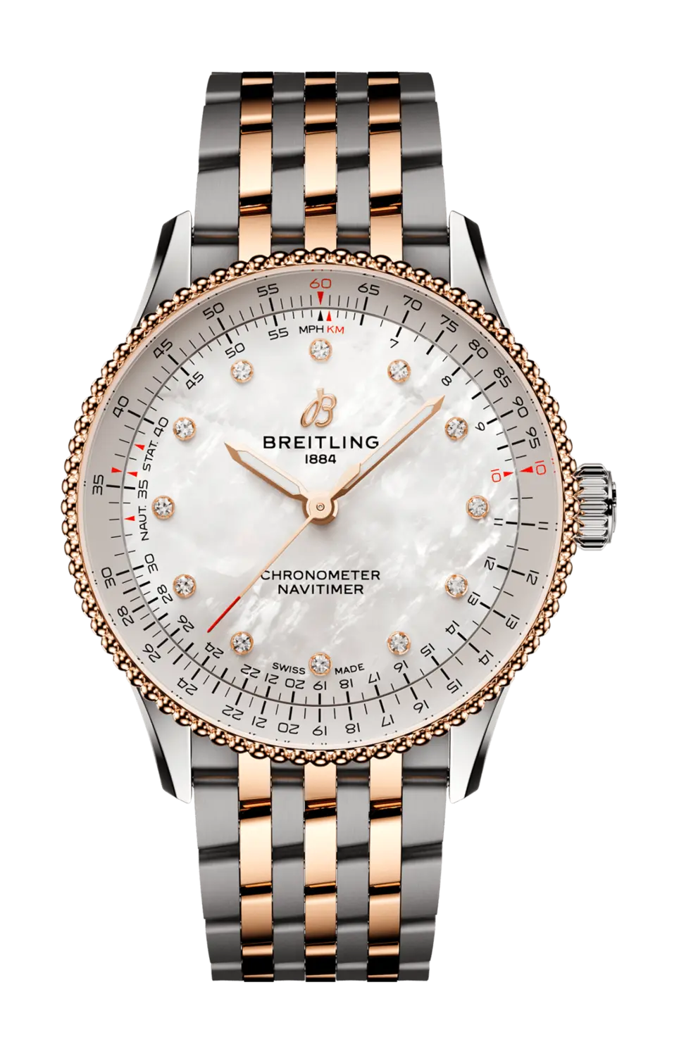 

Часы Breitling Navitimer automatic из стали и розового золота 36 мм