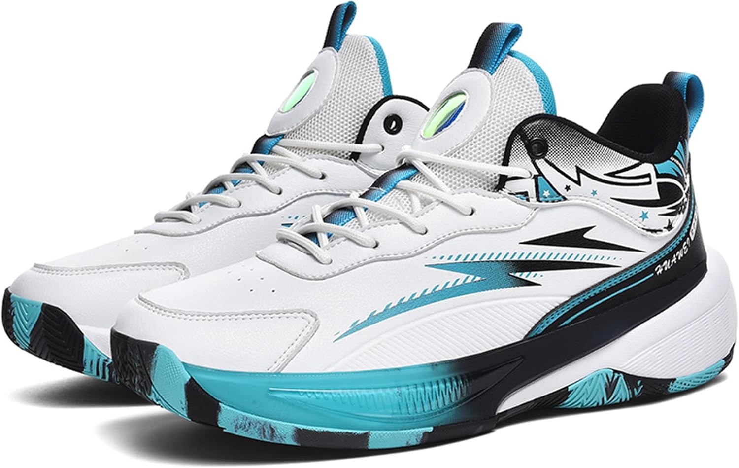 

Мужские спортивные туфли с круглым носком из дышащей кожи, на шнуровке, модные, с толстой подошвой, противоскользящие и амортизирующие, повседневные баскетбольные кроссовки, подходят для учебы, бега и игры в баскетбол Qaoterod, белый