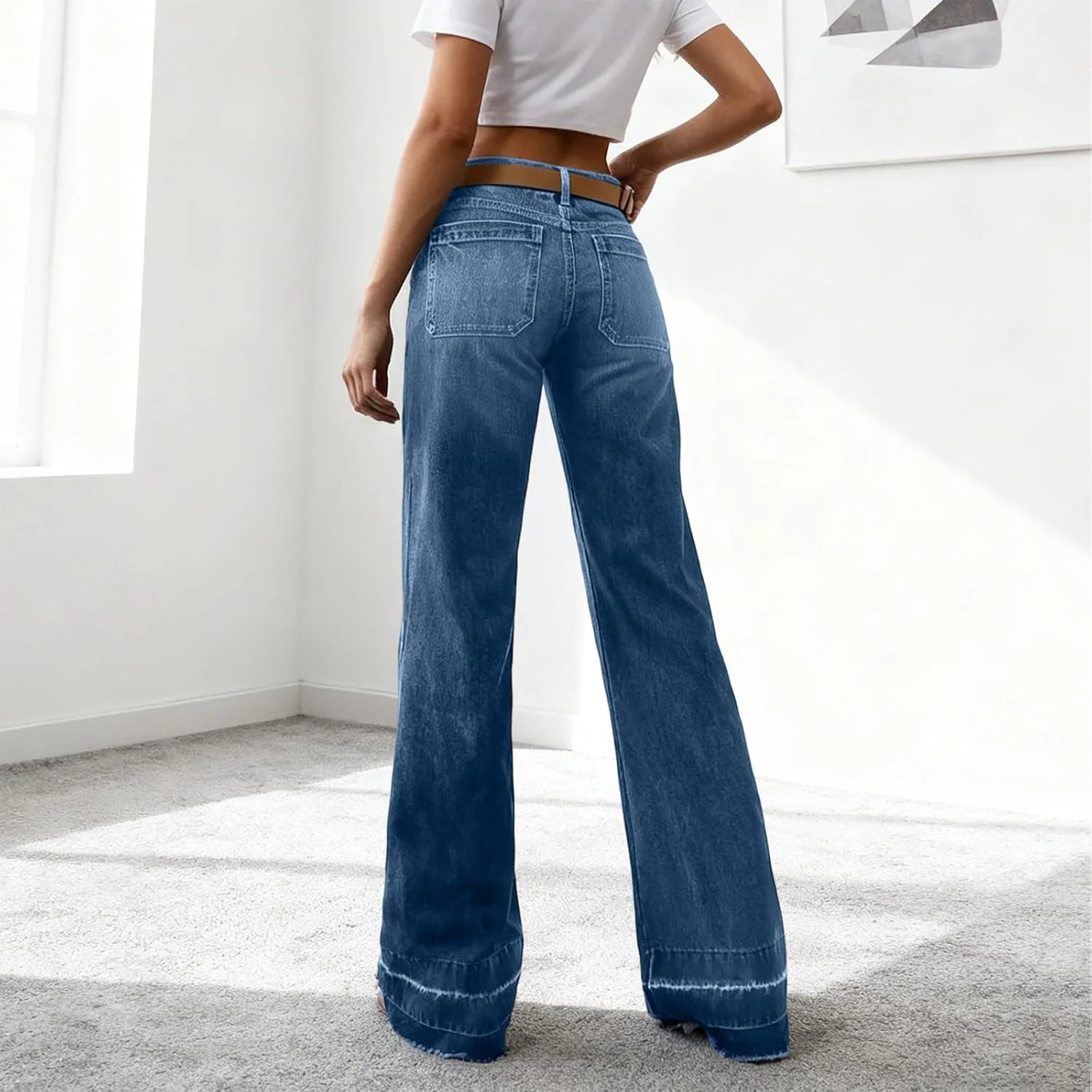 Джинсы High Waisted для женщин, ретро, свободные, широкие — фото 3