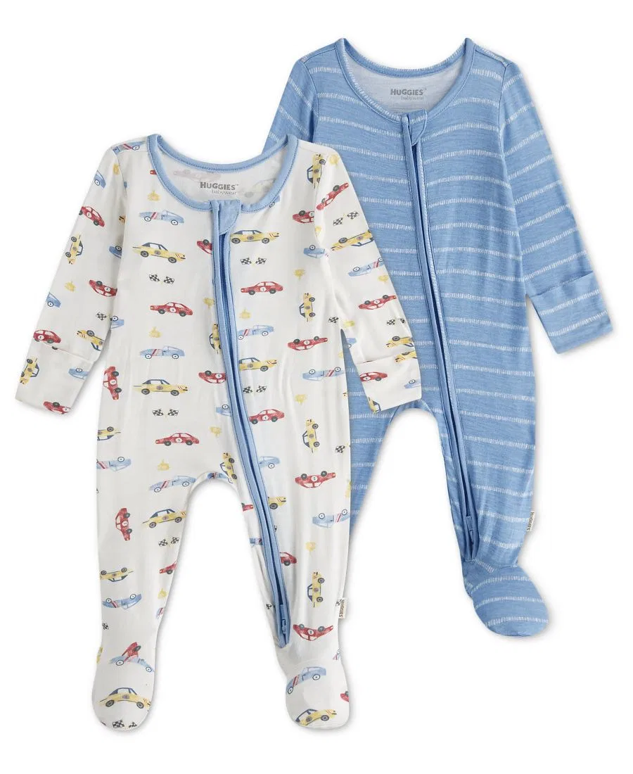 Комплект из 2 детских комбинезонов с круглым вырезом для мальчиков Huggies, белый
