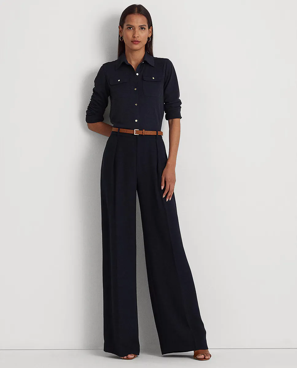

Прямые женские брюки из тройного жоржета Lauren Ralph Lauren, темно-синий