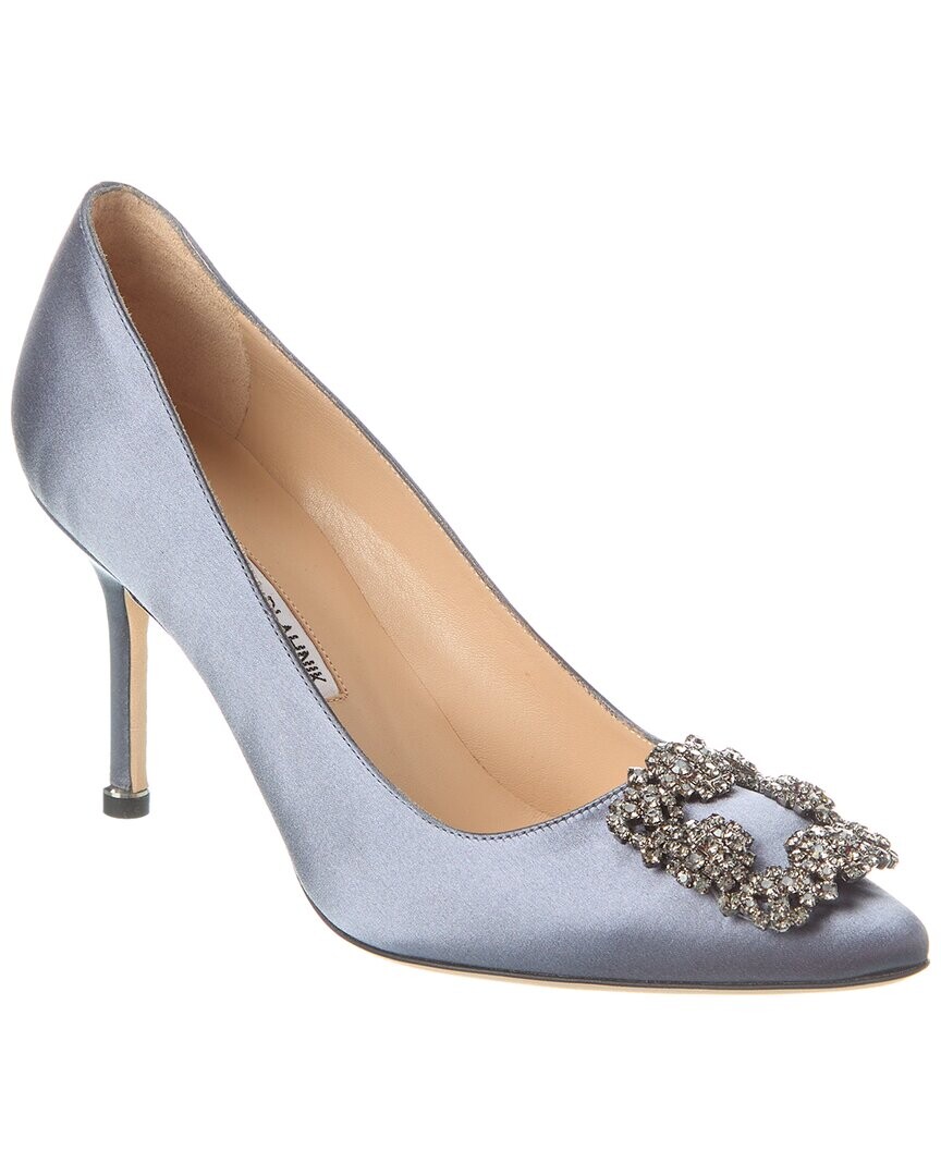

Атласные туфли Manolo Blahnik Hangisi 70, серый