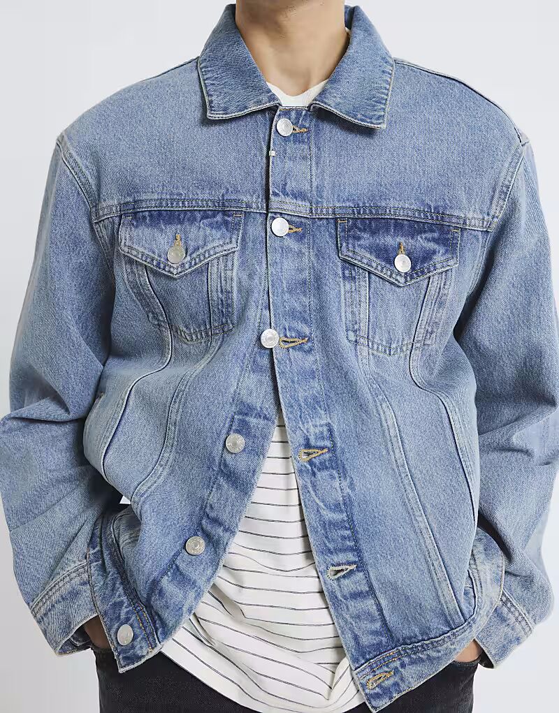 

Джинсовая куртка River Island классического кроя синего цвета