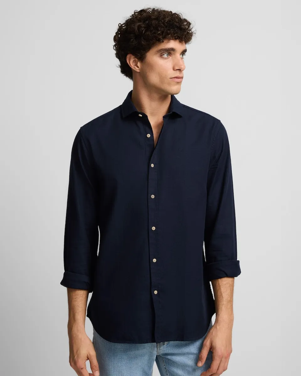 

Мужская спортивная рубашка с министруктурой Silbon, темно-синий