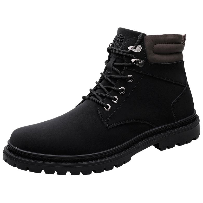 

LAORENTOU Короткие мартинсы мужские черные с черной флисовой подкладкой, цвет Black Fleece-Lined