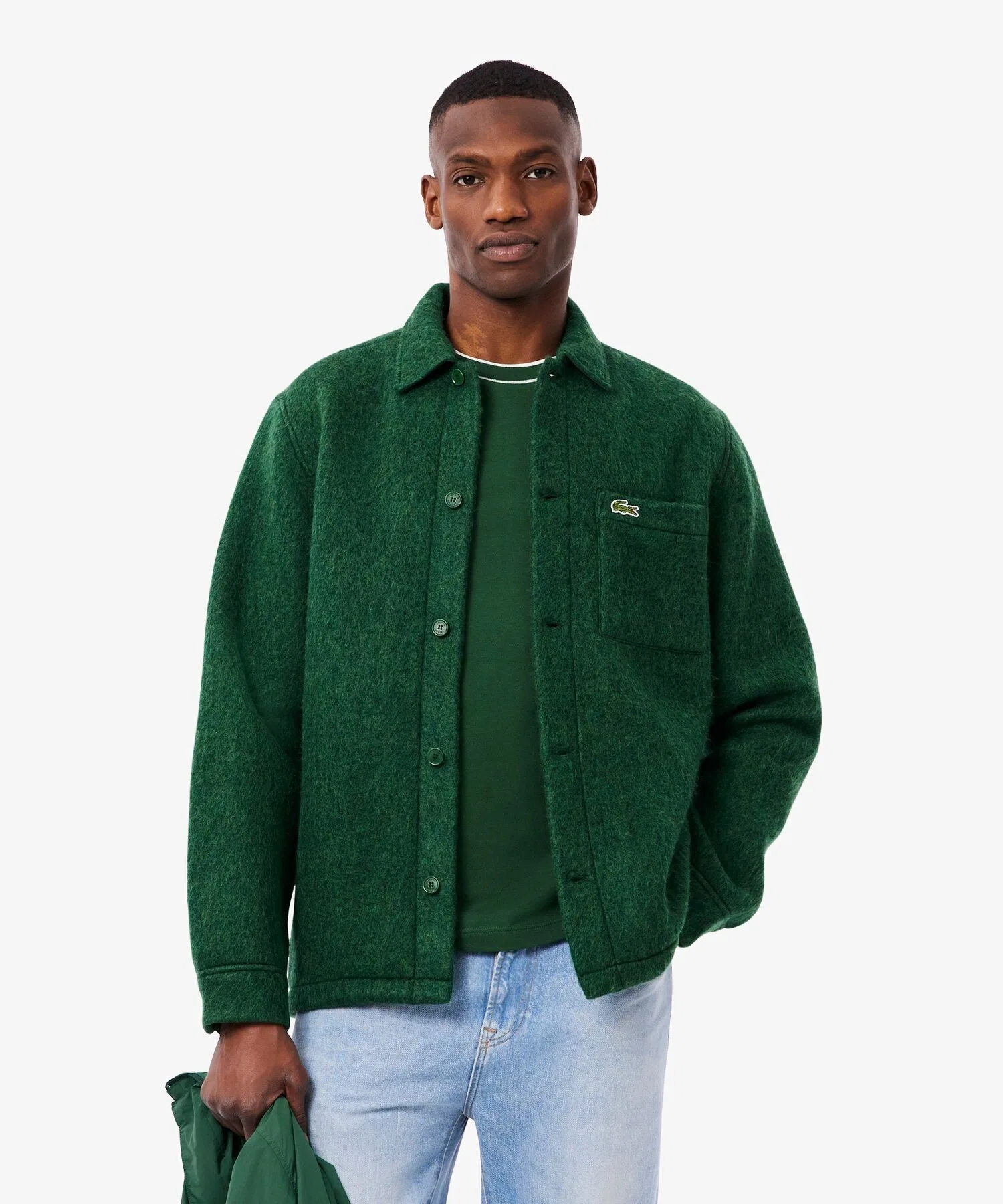 Мужская рубашка LACOSTE оверсайз из шерстяного смесового войлока