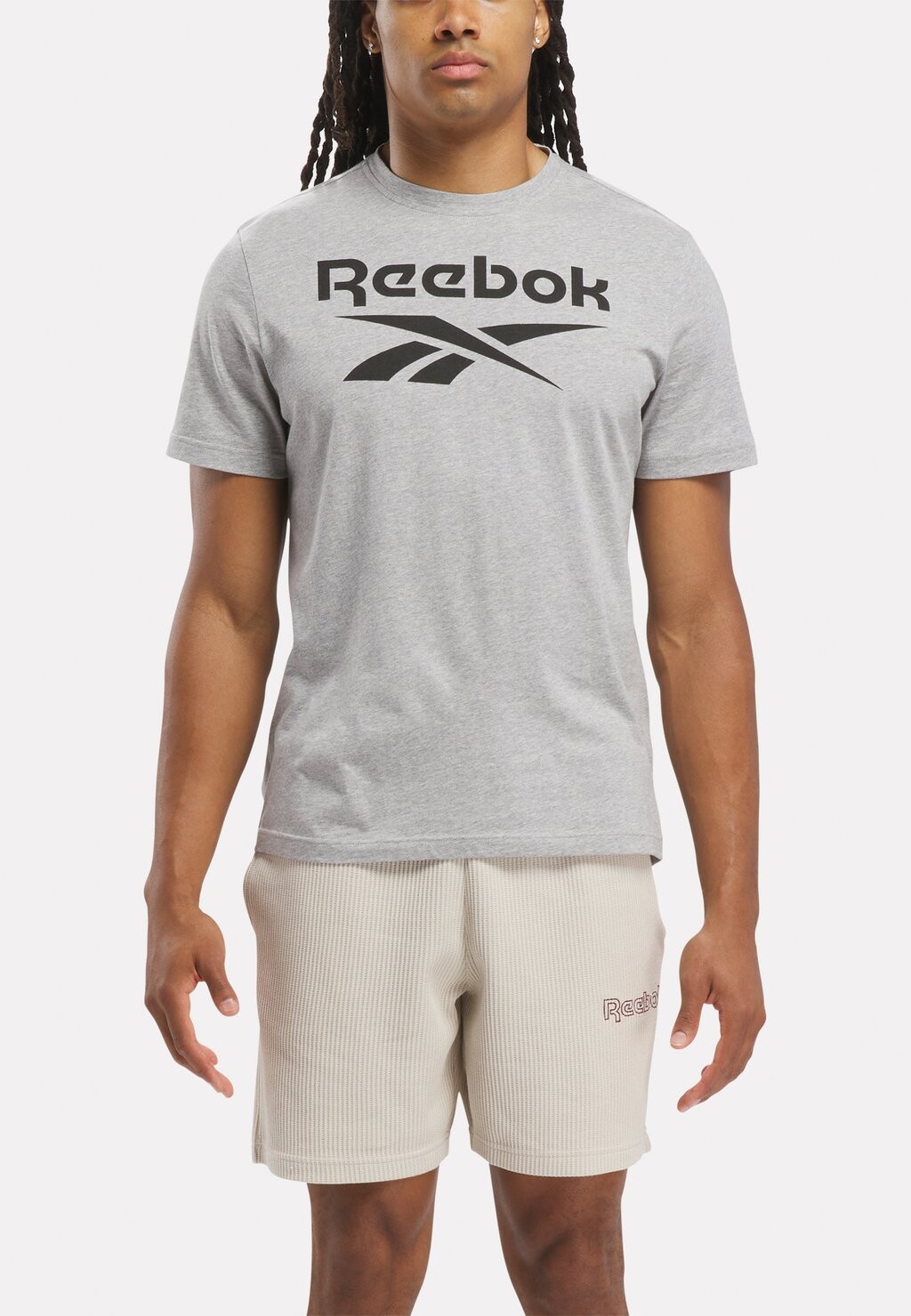 

футболка с принтом Ri Big Stacked Logo Reebok, цвет medium grey heather