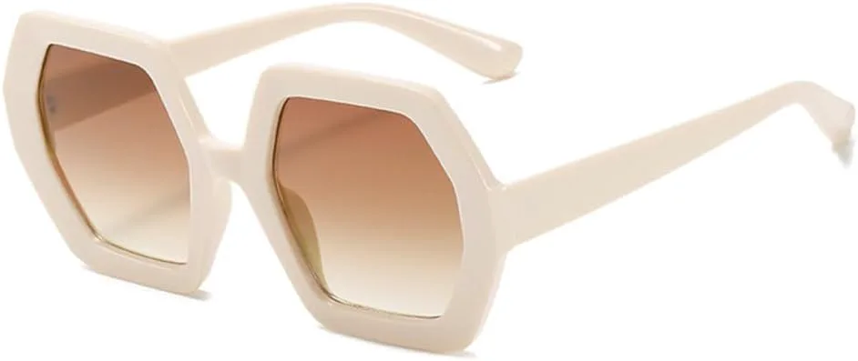 

Квадратные солнцезащитные очки для женщин, большие солнцезащитные очки для женщин, элегантные многоугольные очки, защита от ультрафиолета UV400 generic, C8beige-brown