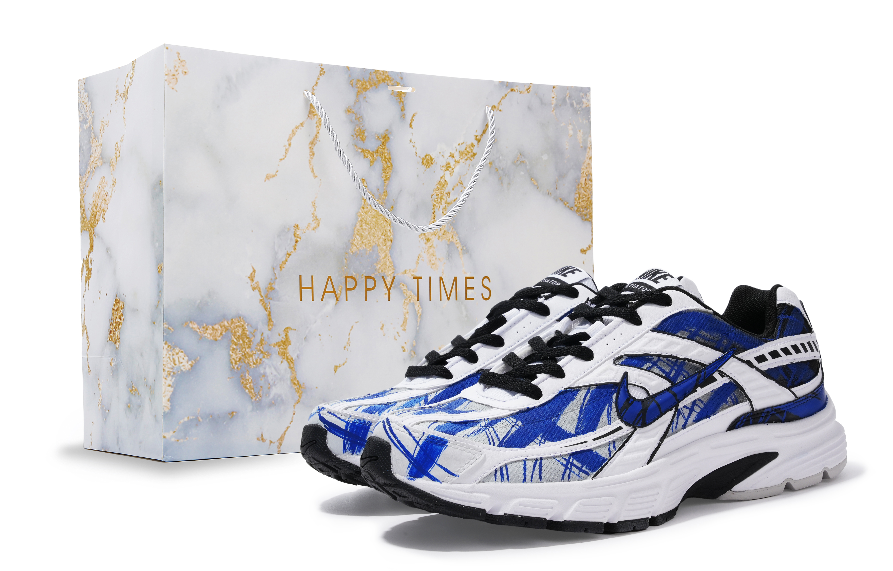 

Nike Кроссовки Initiator для бега по городу, износостойкие, низкие, мужские, цвет белый-синий