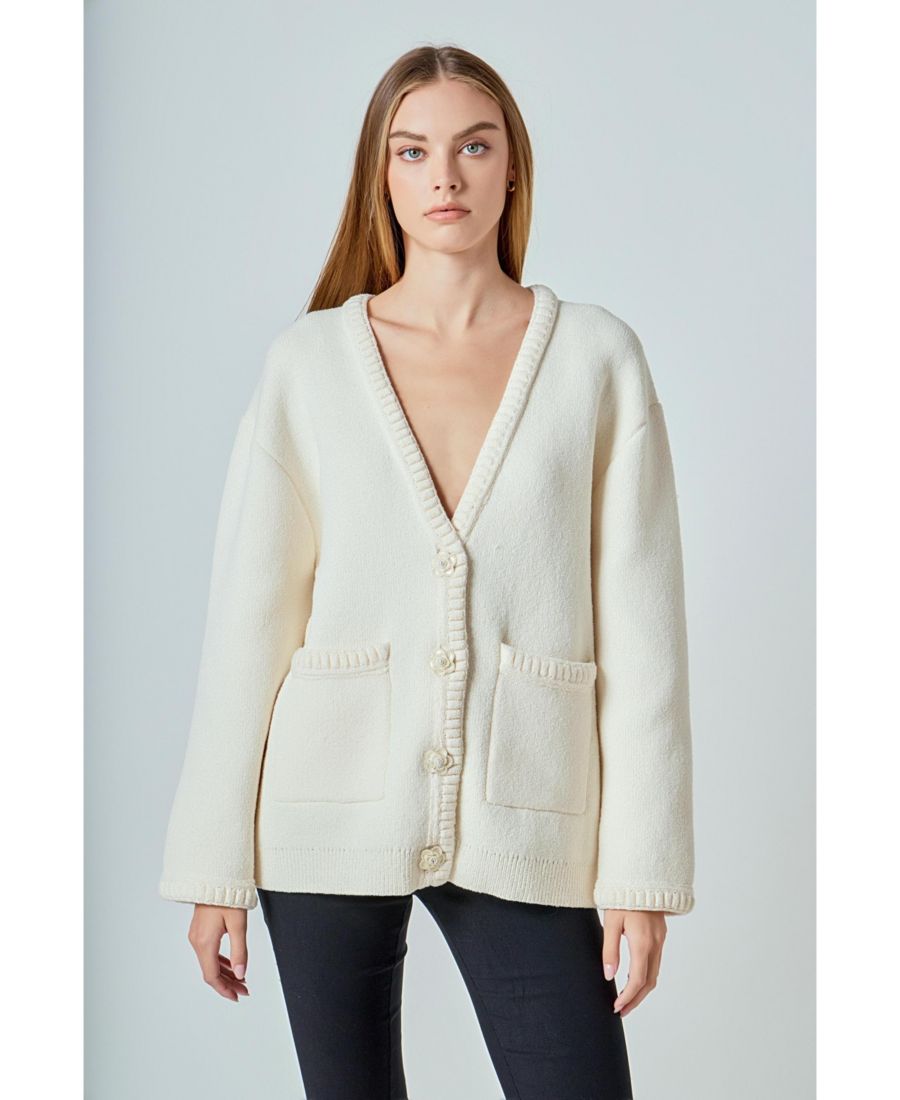 

Женский кардиган с цветочным принтом и пуговицами endless rose, Cream