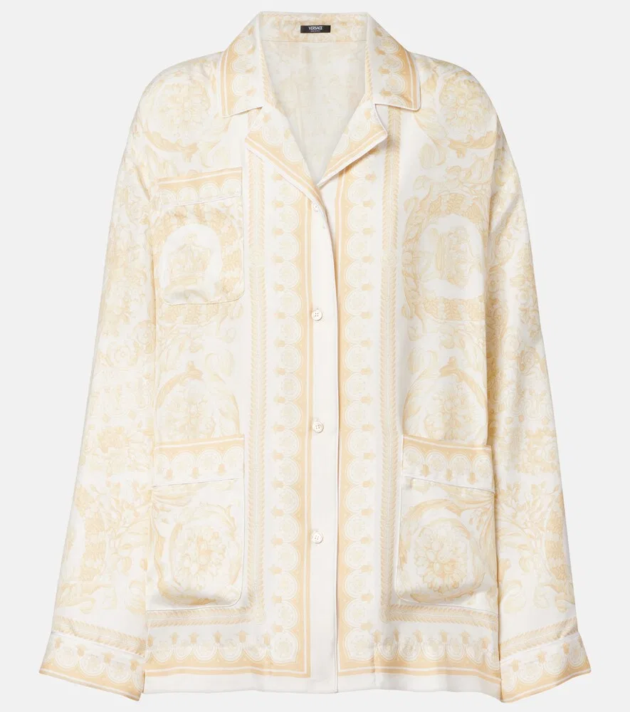 Рубашка из шелкового твила «Барокко» Versace, золото