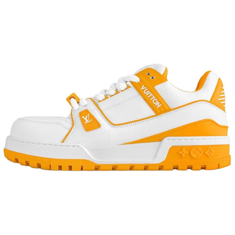 LOUIS VUITTON Кроссовки для скейтбординга Trainer Maxi Little Jigglypuff Low Top унисекс белого и желтого цвета