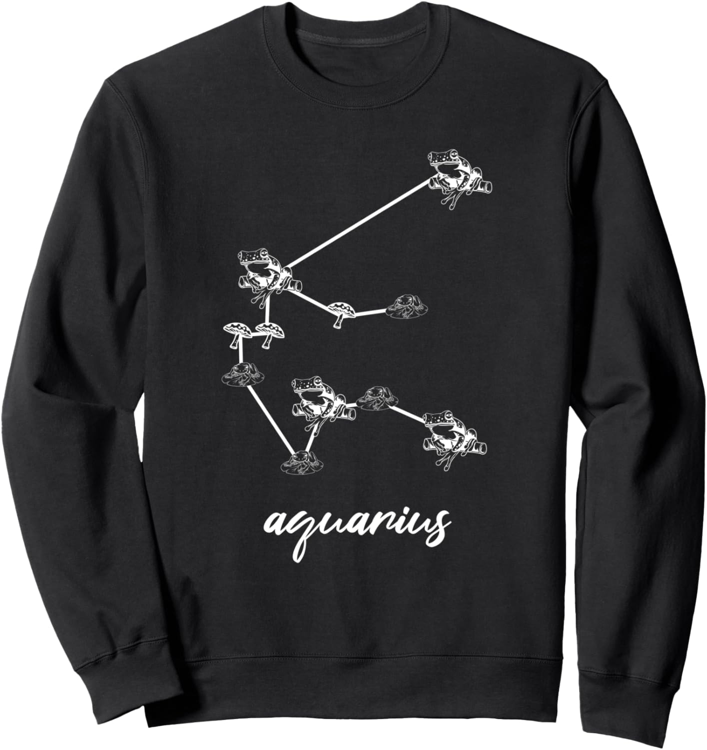 

Стиль коттеджкор, знак зодиака Водолей, лягушка, гриб, толстовка Zodiac Horoscope Cotencore Aesthetic Clothes, черный