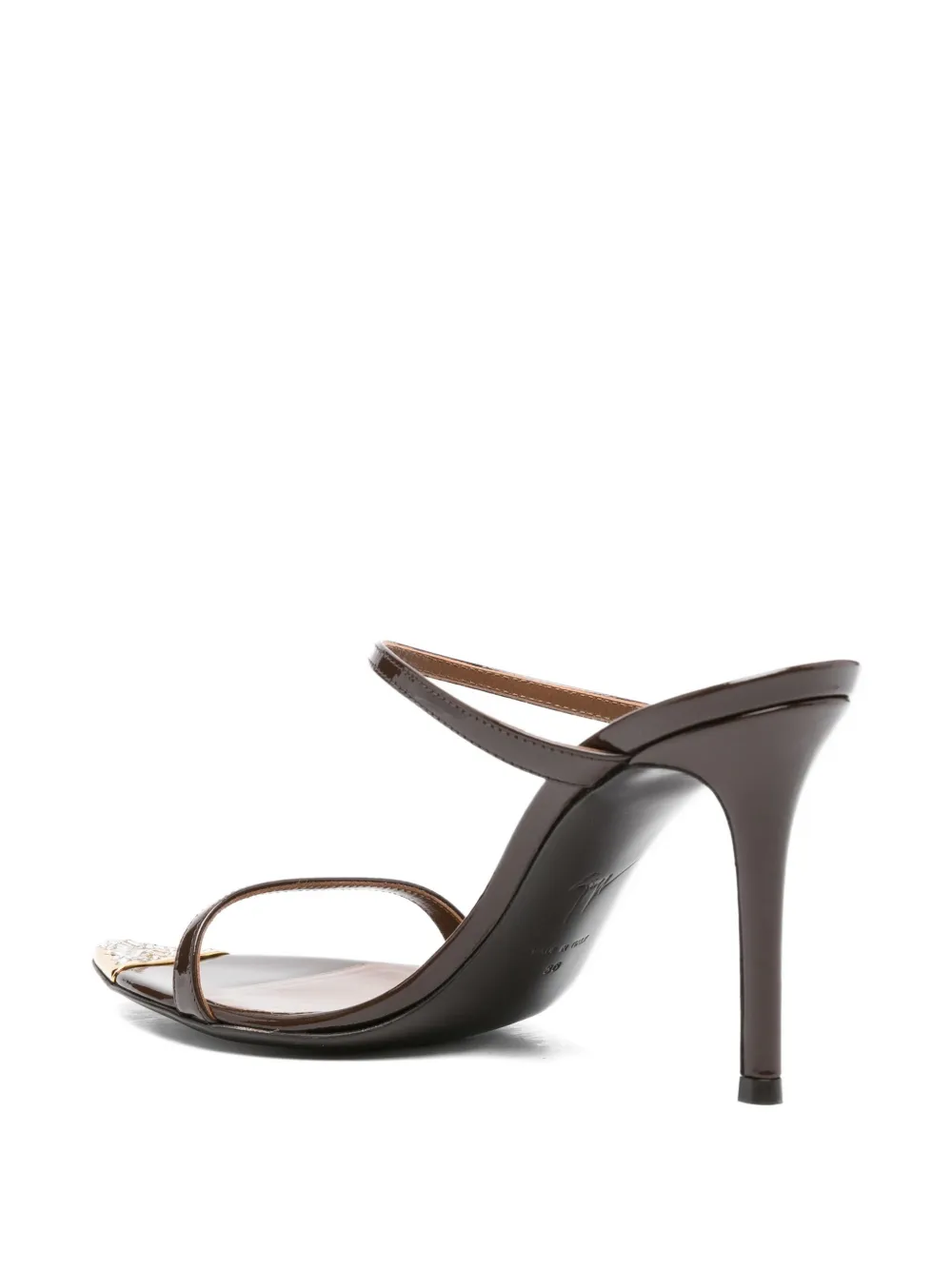 Босоножки на каблуке-шпильке высотой 100 мм с декором Giuseppe Zanotti, коричневый — фото 3