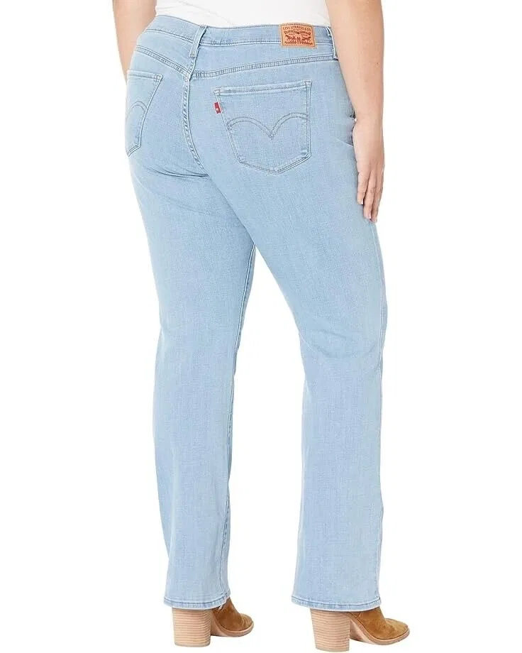 Женские джинсы Levi's 415 Classic, синие, из эластичного денима, расклешенные, на молнии, модель JDM950, Blue — фото 2