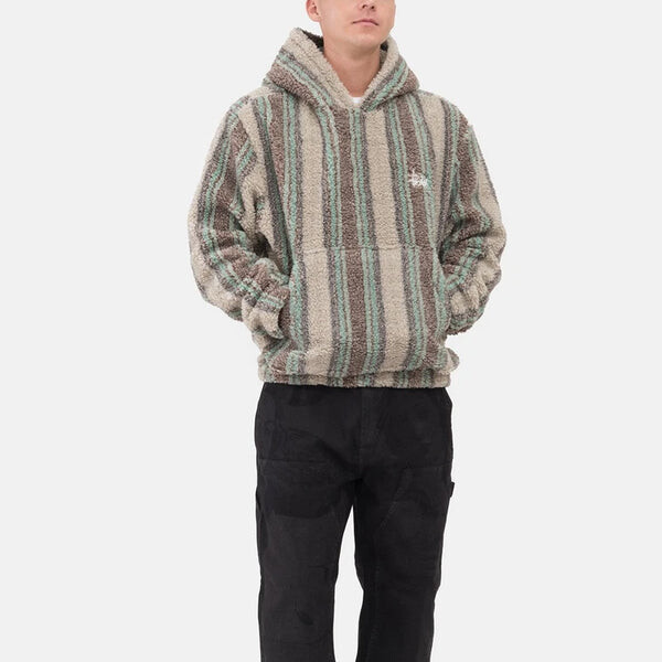 Толстовка stripe sherpa hoodie 'tannin' Stussy, зеленый — фото 3