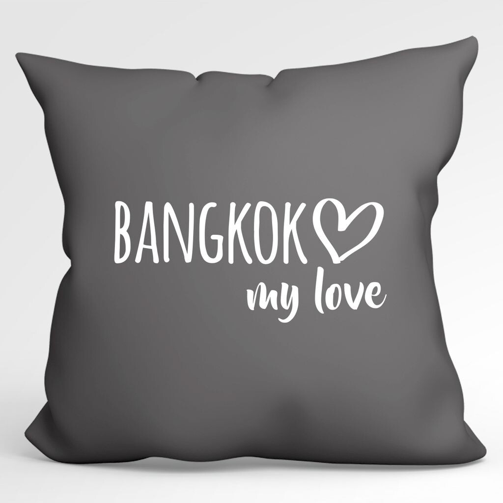 

Huuraa Pillow Bangkok my love Декоративная подушка с наполнителем размером 40х40см Серый Сталь для всех любителей Таиланда Идея подарка для друзей и семьи Hellweg Druckerei