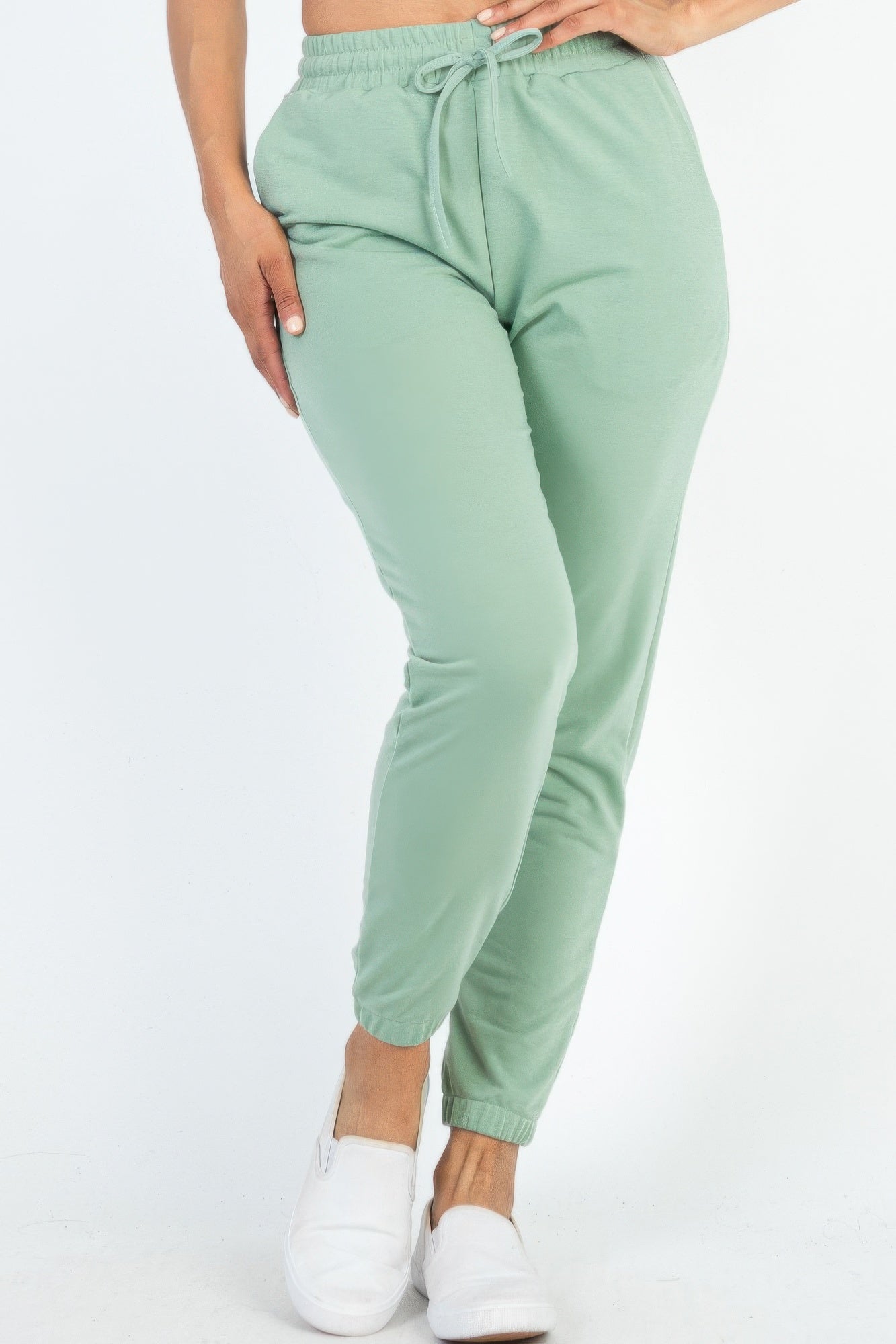 

FASHNZFAB женские брюки-джоггеры из французского трикотажа, цвет green bay