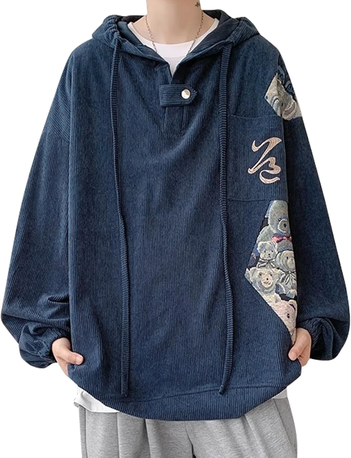 

Мужской худи с панелями и капюшоном на шнурке Eocicvvi