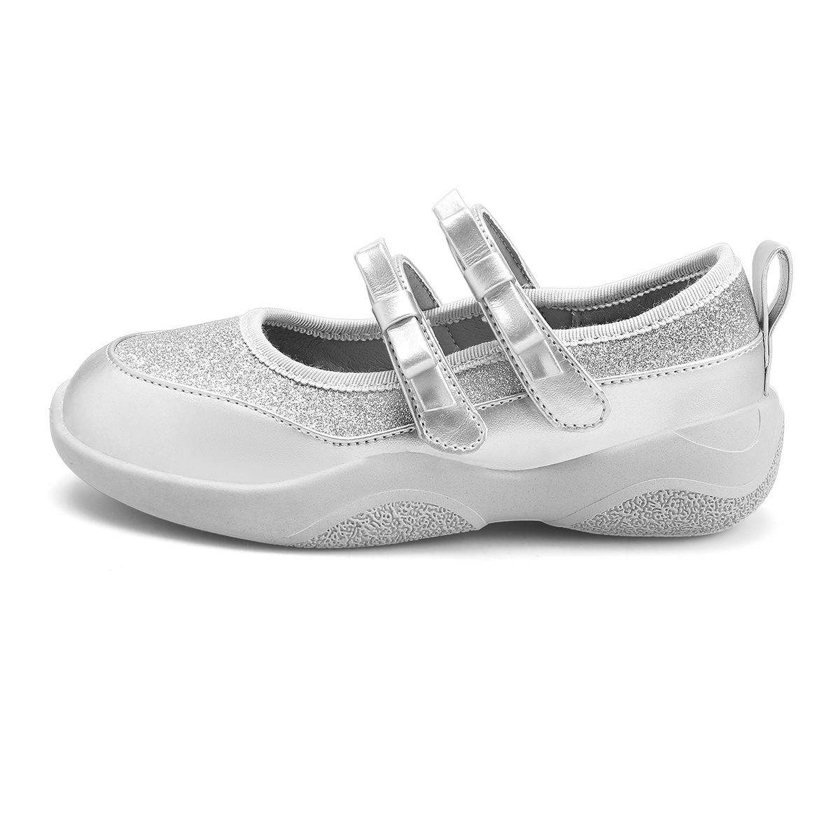 

Нескользящие и износостойкие низкие кожаные туфли для детей, увеличивающие рост ST&SAT KIDS, серебряный