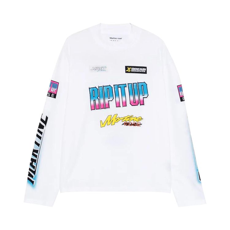 

Футболка Martine Rose Funnel Neck Long-Sleeve T-Shirt 'White Bmx', белый