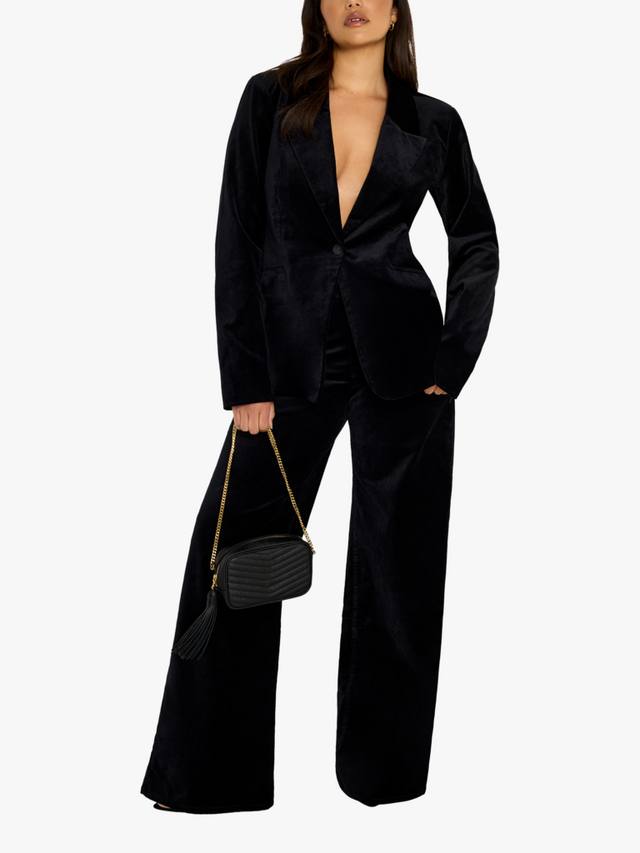 

Велюровый скульптурный блейзер Good American, Black