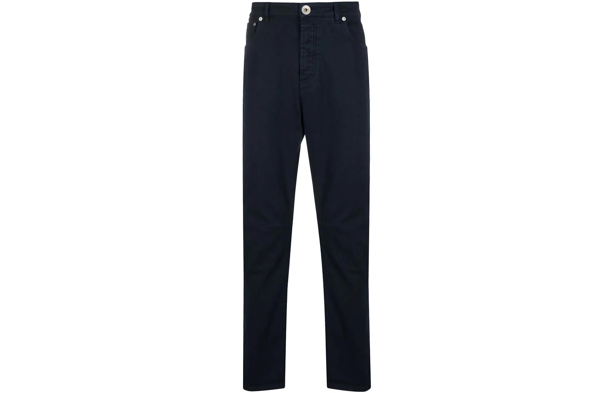 

Джинсы прямого кроя с лого-нашивкой Brunello Cucinelli, темно-синий