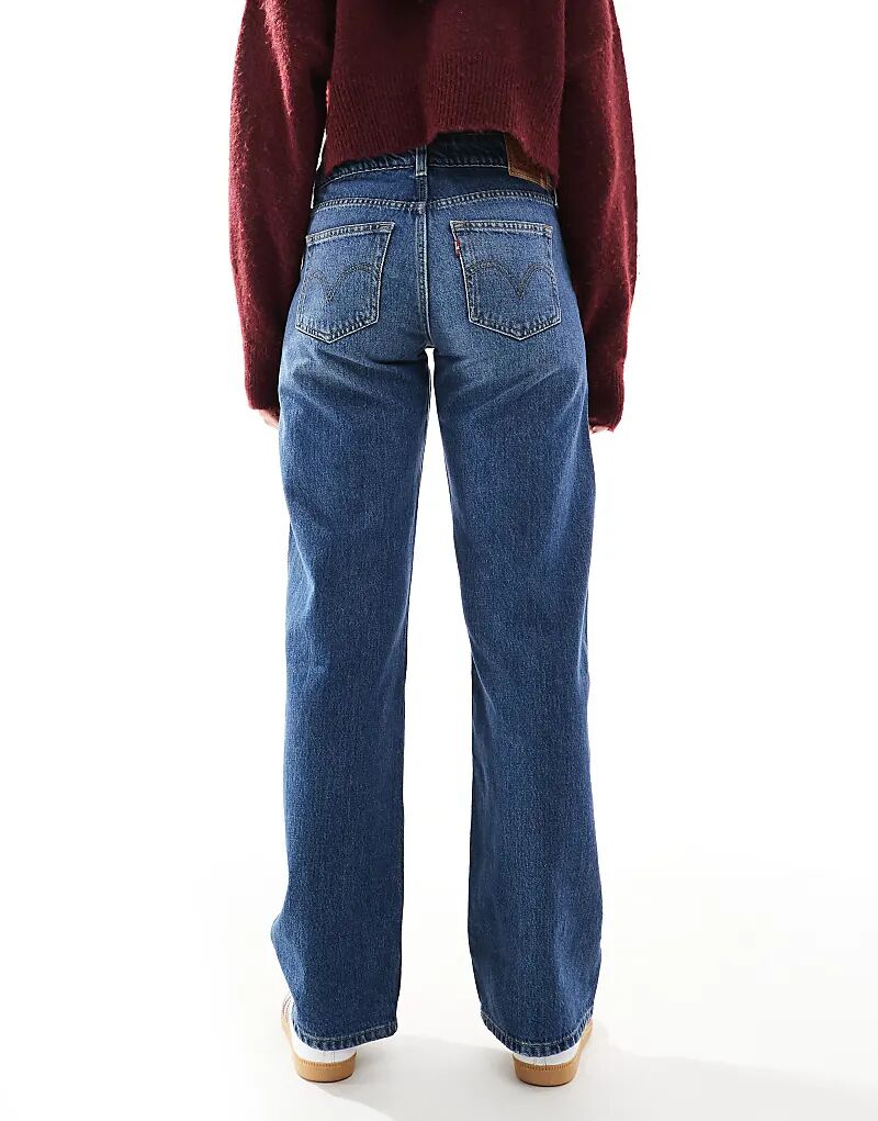 Джинсы Levi's superlow прямого кроя свободного кроя темно-синего цвета — фото 3