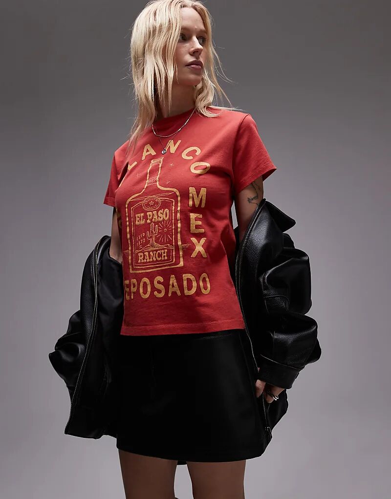 

Красная футболка свободного кроя с графическим рисунком Blanco Repasado Topshop
