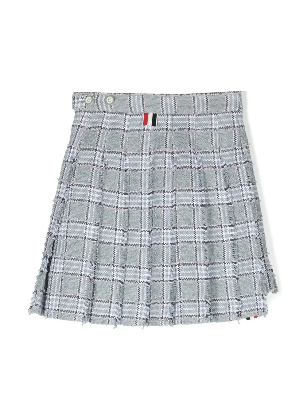 Плиссированная твидовая юбка Thom Browne Kids, серый — фото 2