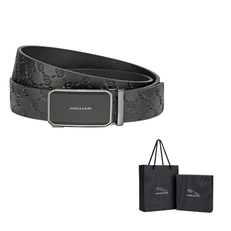 

JAGUAR Мужской кожаный ремень из коровьей кожи шириной 3.5 см, Black