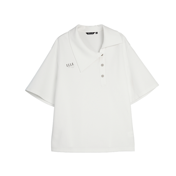 

ELLE Футболка женская Ecru с лацканом, умеренно прямого кроя