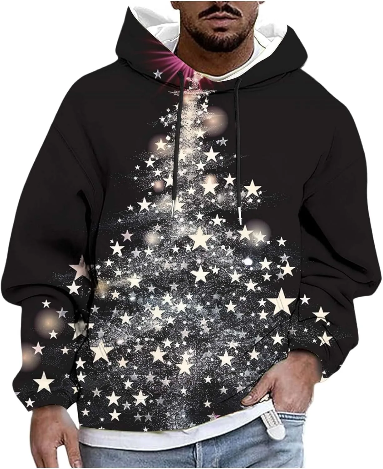 

Свитшот мужской с новогодним принтом Glitter Xmas Tree