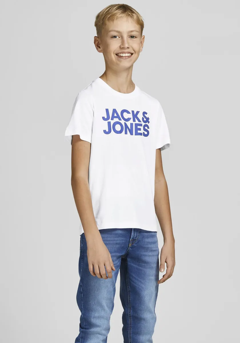 Рубашка с круглым вырезом для подростков Jack & Jones "JJECORP LOGO TEE SS CREW NE 2PK NOOS JNR" Jack & Jones Junior, цвет морской волны — фото 3