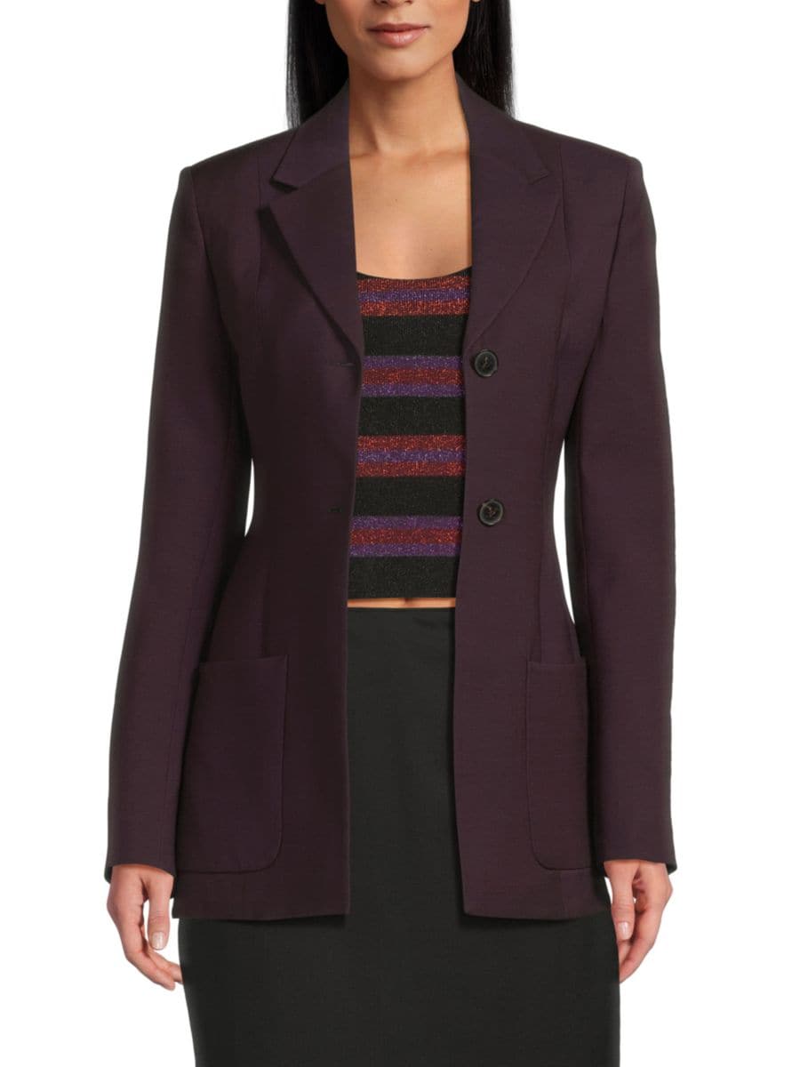 

Пиджак с отворотом и шерстяной смесью Valentino, цвет Ripe Plum