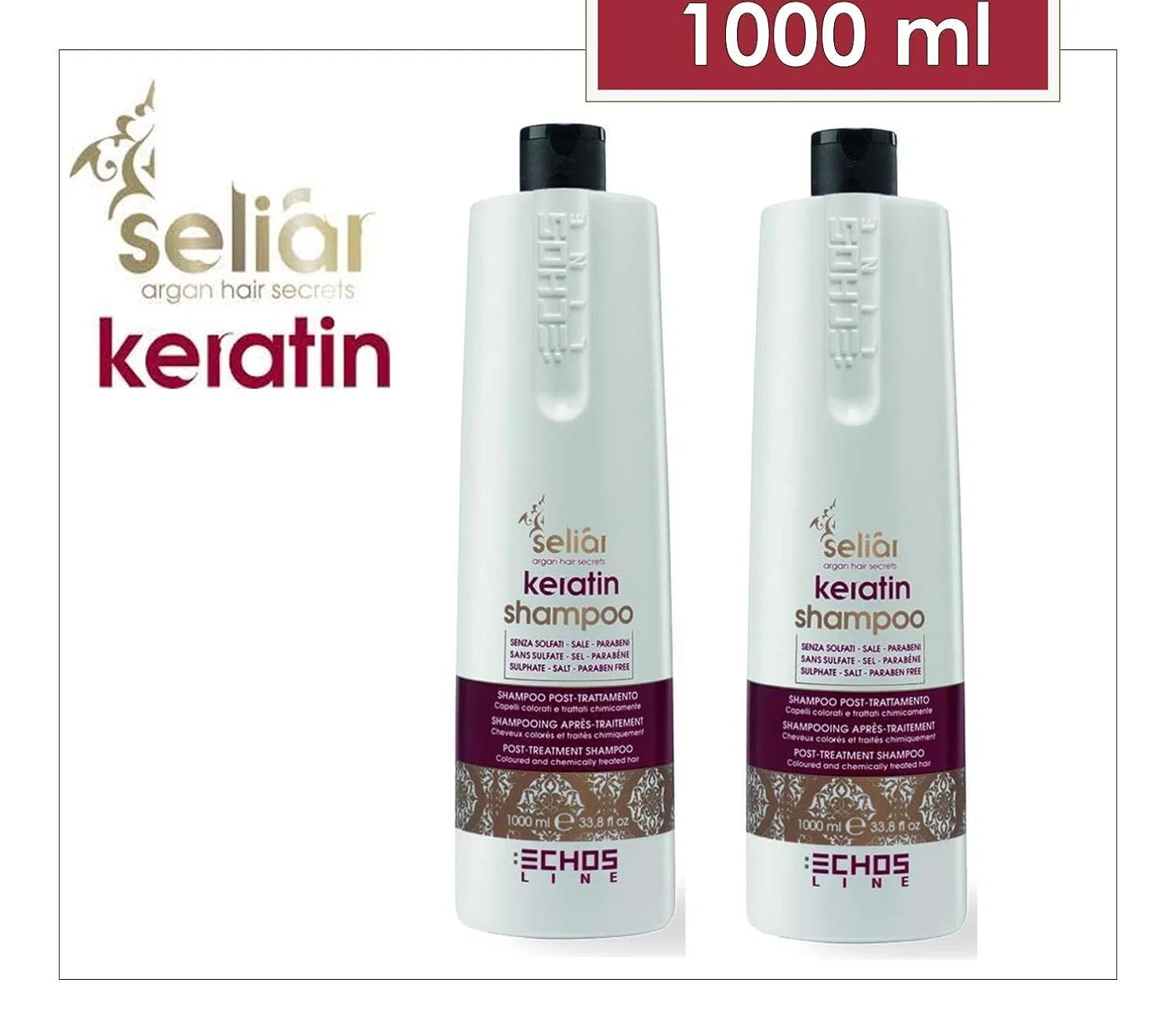 Шампунь с кератином «Seliar Keratin» от Echosline, 1000 мл, . Kdjmdl