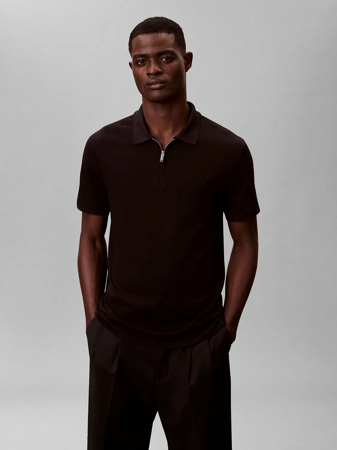 Рубашка Calvin Klein Slim Fit Quarter-zip черного цвета — фото 2