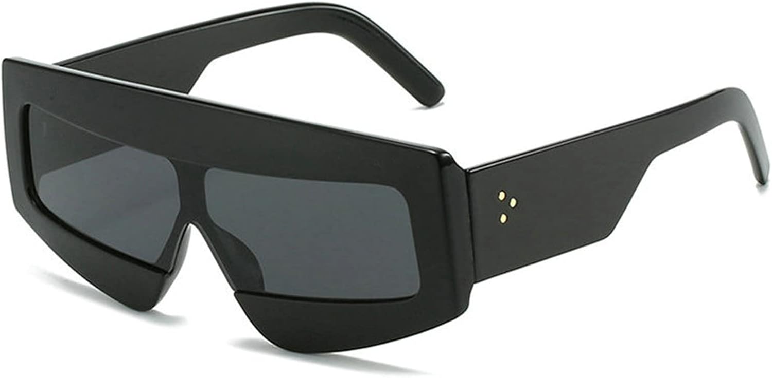 

COTIA Модные солнцезащитные очки квадратной формы для женщин, винтажные, с большой оправой, увеличенные, с защитой от УФ-излучения UV400, мужские цельные солнцезащитные очки с заклепками, Black