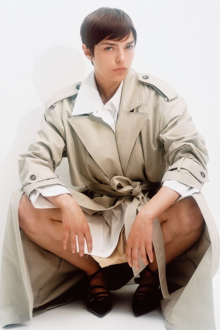 

Тренч из твила H&M, бежевый