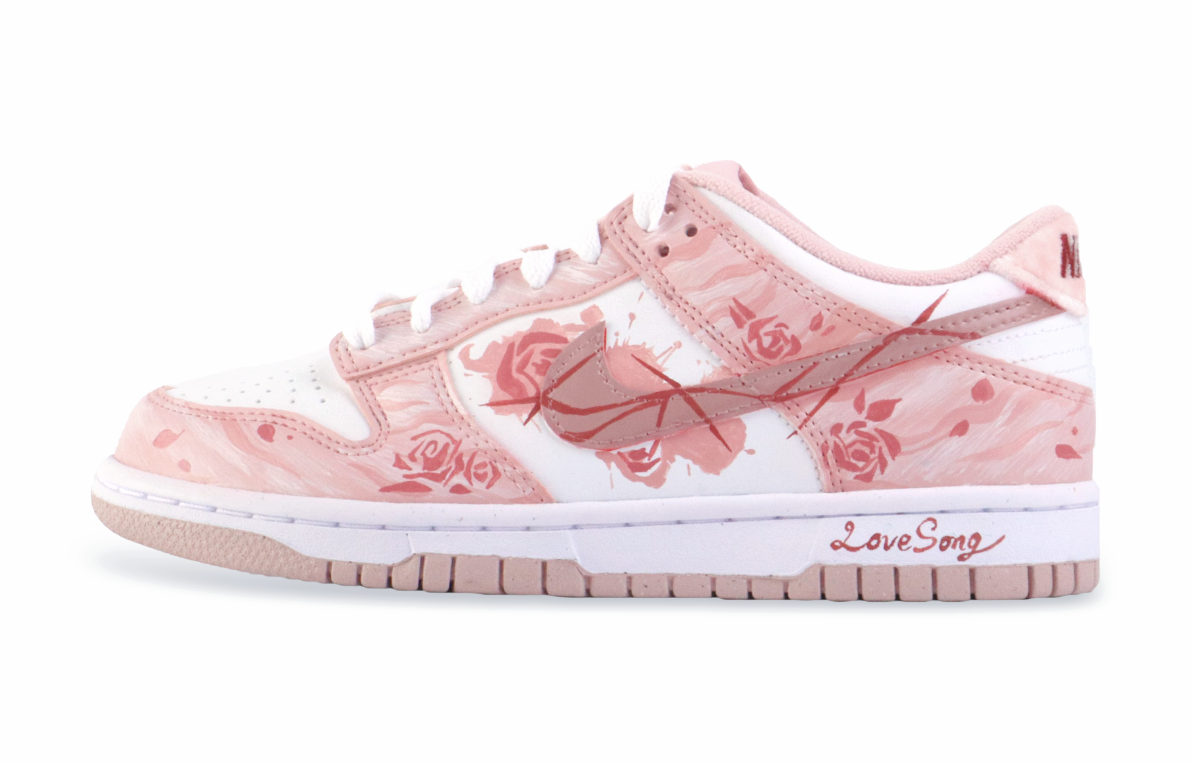 Nike Детские кроссовки для скейтбординга Dunk Pink Velvet с антискользящим покрытием, износостойкие, розовые, белые, подростковые — фото 2