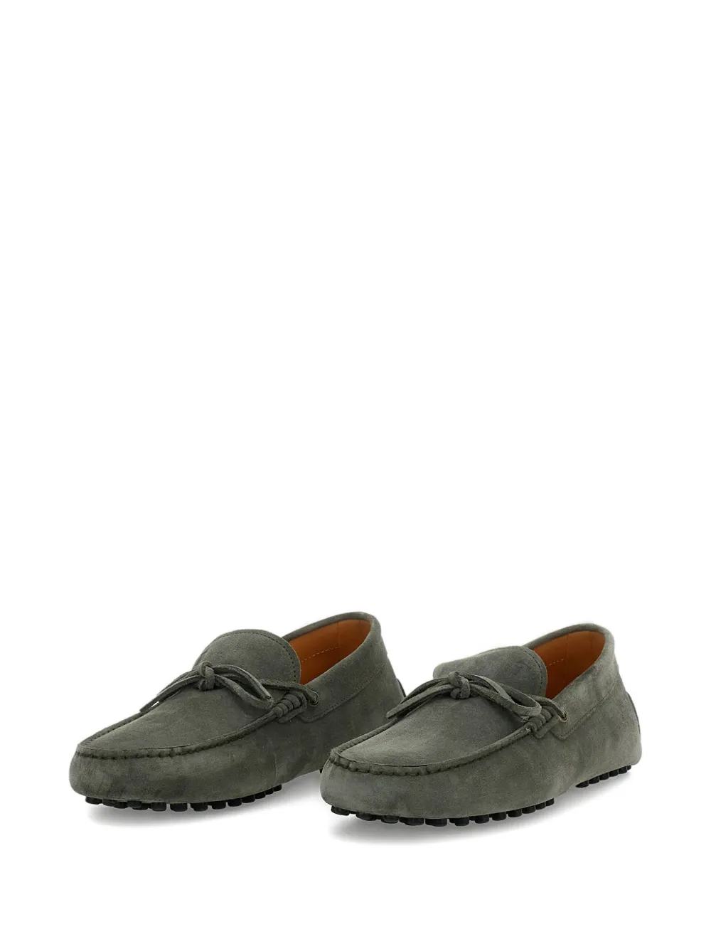 Лоферы с декоративной строчкой и завязками Tod'S, зеленый — фото 2