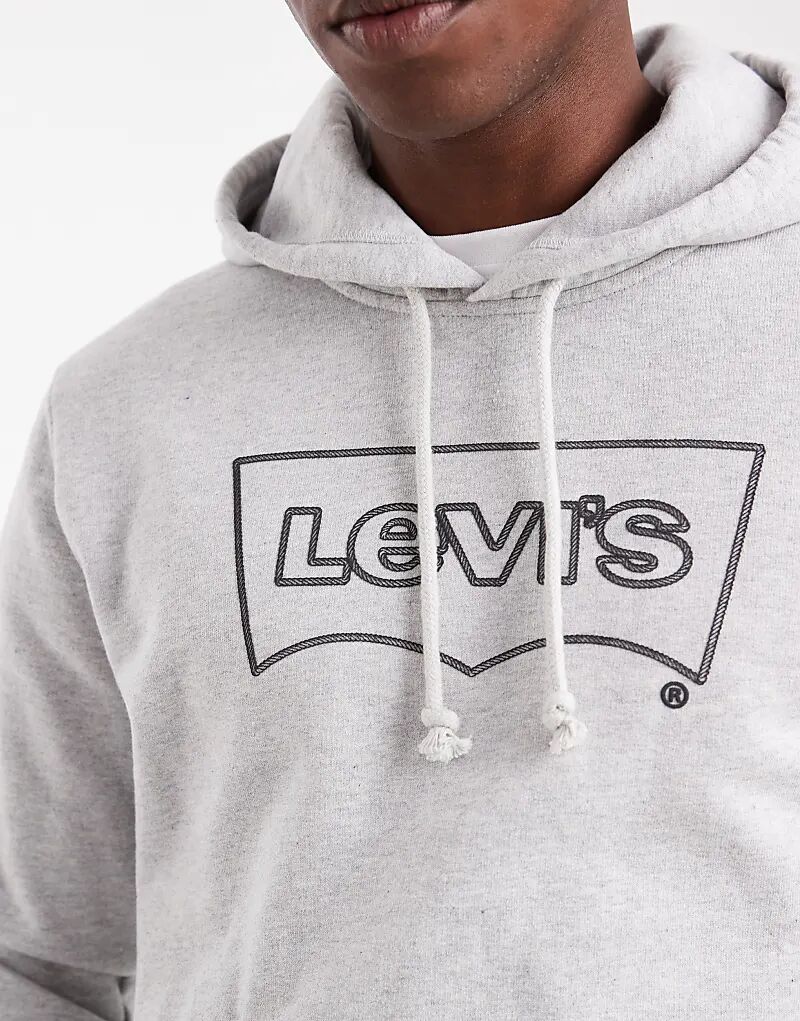 Толстовка Levi's Rope с логотипом «летучая мышь» серого меланжевого цвета — фото 3