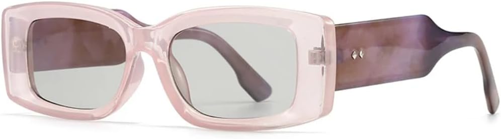 

Модные прямоугольные женские солнцезащитные очки класса люкс в стиле ретро, ​​конфетные цвета, прозрачный градиент; мужские очки с широкими дужками и заклепками UATXTAU, Purple Light Gray