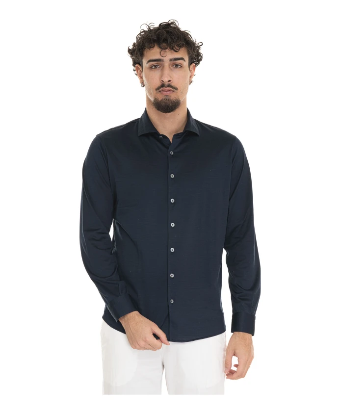 

Хлопковая рубашка с длинными рукавами и французским воротником. Gran Sasso, синий