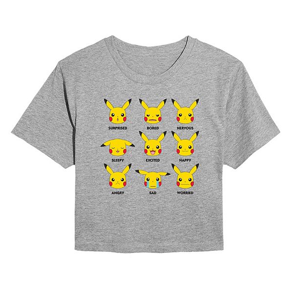 

Футболка Juniors Pokémon Moody Pikachu cropped Licensed Character, Heather Gray