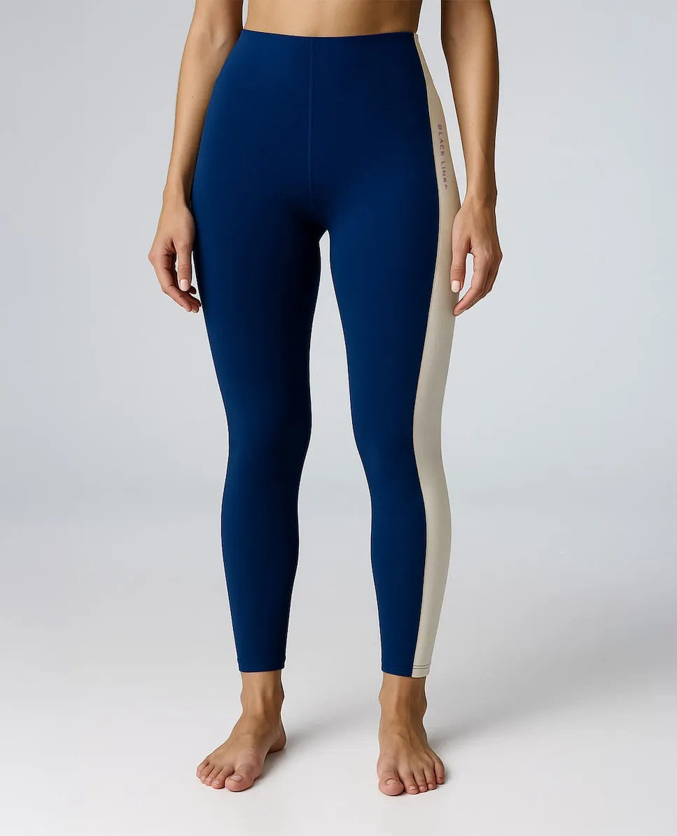 

Женские спортивные компрессионные легинсы с высокой поддержкой Black Limba, темно-синий