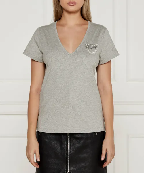 

Футболка с надписью «Troubled» Regular fit Pinko, серый