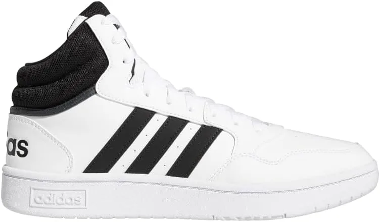 Мужские баскетбольные кроссовки Adidas Hoops 3.0 Mid Lifestyle в классическом винтажном стиле, белый/черный — фото 3