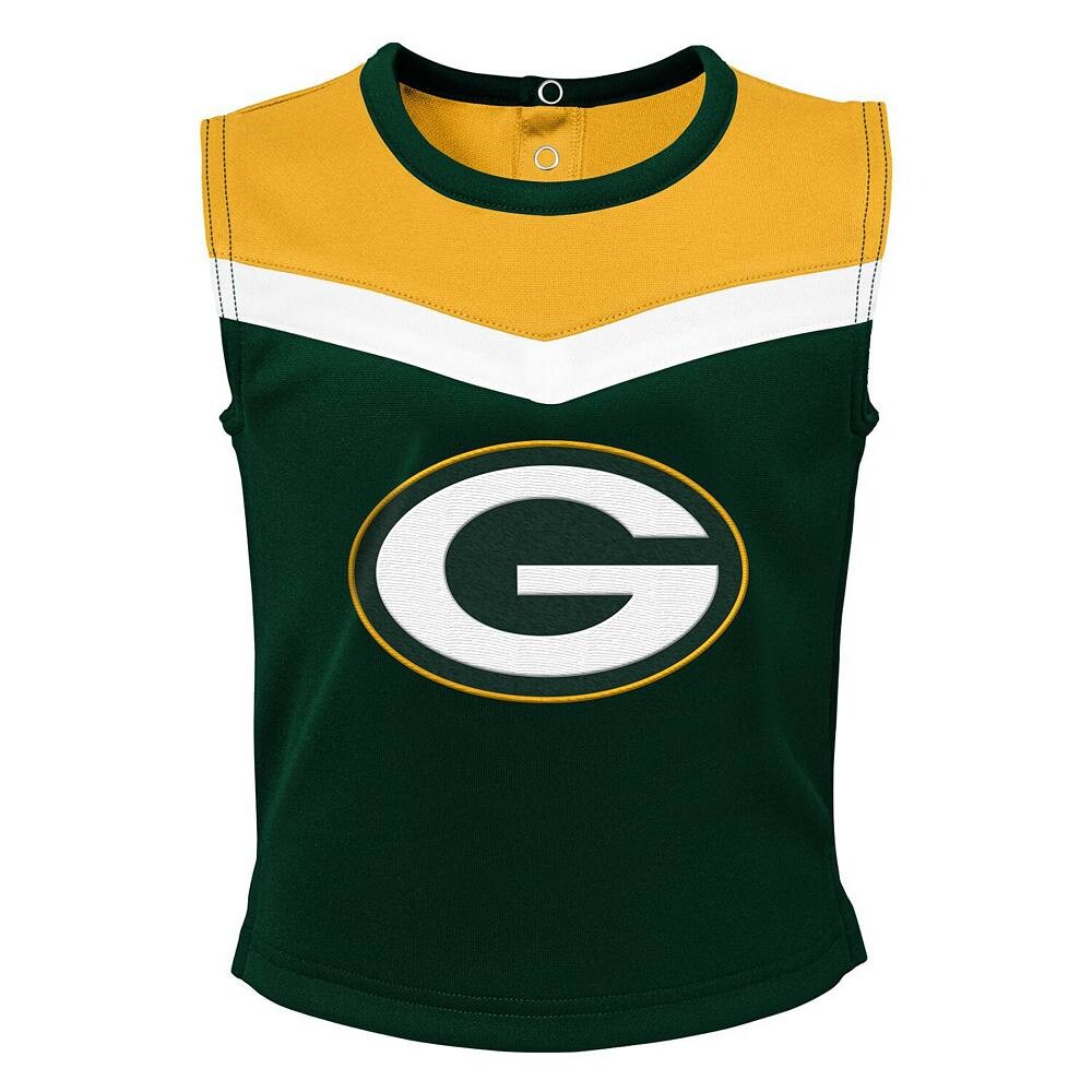 Комплект из трех предметов группы поддержки для девочек Green Green Bay Packers Spirit Cheer Outerstuff, цвет Pkr Green — фото 3