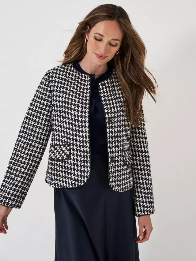 

Куртка Crew Clothing Dogtooth Textured Collarless, цвет multi/black